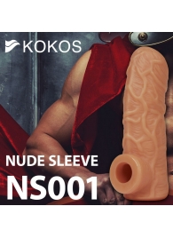 Телесная открытая насадка-реалистик с подхватом мошонки Nude Sleeve M - 12 см. - KOKOS - в Пушкино купить с доставкой