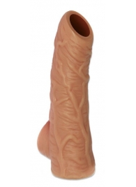 Телесная открытая насадка-реалистик с подхватом мошонки Nude Sleeve M - 12 см. - KOKOS - в Пушкино купить с доставкой
