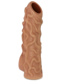 Телесная насадка с венками и открытой головкой Nude Sleeve M - 12 см. - KOKOS - в Пушкино купить с доставкой