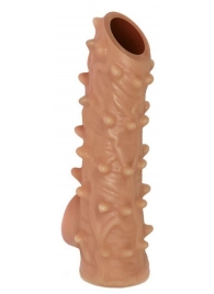Телесная насадка с шипами и открытой головкой Nude Sleeve L - 14 см. - KOKOS - в Пушкино купить с доставкой