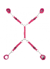 Ярко-розовый набор фиксаций на кровати Classic Bed Spreader - Lux Fetish - купить с доставкой в Пушкино