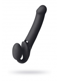 Черный безремневой вибрострапон Vibrating Bendable Strap-On L - Strap-on-me - купить с доставкой в Пушкино