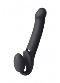 Черный безремневой вибрострапон Vibrating Bendable Strap-On L - Strap-on-me - купить с доставкой в Пушкино