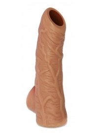 Телесная открытая насадка-реалистик с подхватом мошонки Nude Sleeve S - 10 см. - KOKOS - в Пушкино купить с доставкой