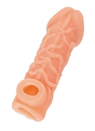 Телесная закрытая насадка с венками Cock Sleeve Size S - 13,8 см. - KOKOS - в Пушкино купить с доставкой