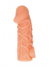 Телесная закрытая насадка с венками Cock Sleeve Size L - 17,6 см. - KOKOS - в Пушкино купить с доставкой