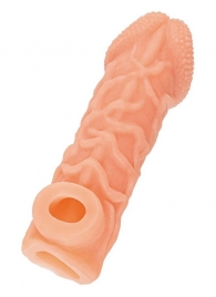 Телесная закрытая насадка с венками Cock Sleeve Size L - 17,6 см. - KOKOS - в Пушкино купить с доставкой