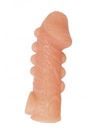 Телесная закрытая насадка с шишечками Cock Sleeve Size L - 17,6 см. - KOKOS - в Пушкино купить с доставкой