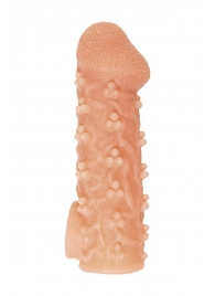 Телесная закрытая насадка с пучками шишечек Cock Sleeve Size S - 13,8 см. - KOKOS - в Пушкино купить с доставкой