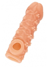 Телесная закрытая насадка с пучками шишечек Cock Sleeve Size L - 17,6 см. - KOKOS - в Пушкино купить с доставкой
