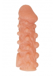 Телесная закрытая насадка с шариками Cock Sleeve Size L - 17,6 см. - KOKOS - в Пушкино купить с доставкой