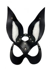 Черная маска зайки с белым мехом на ушках Miss Bunny - БДСМ Арсенал - купить с доставкой в Пушкино
