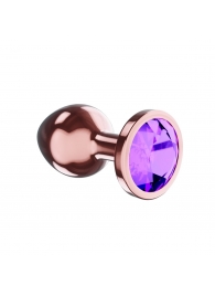 Пробка цвета розового золота с фиолетовым кристаллом Diamond Amethyst Shine S - 7,2 см. - Lola Games - купить с доставкой в Пушкино