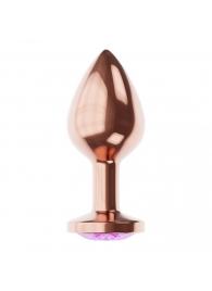 Пробка цвета розового золота с фиолетовым кристаллом Diamond Amethyst Shine S - 7,2 см. - Lola Games - купить с доставкой в Пушкино