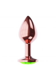 Пробка цвета розового золота с лаймовым кристаллом Diamond Emerald Shine S - 7,2 см. - Lola Games - купить с доставкой в Пушкино
