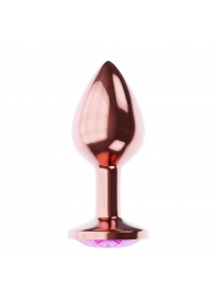 Пробка цвета розового золота с лиловым кристаллом Diamond Quartz Shine L - 8,3 см. - Lola Games - купить с доставкой в Пушкино