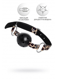 Черный кляп-шар на леопардовых ремешках Anonymo - ToyFa - купить с доставкой в Пушкино