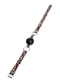 Черный кляп-шар на леопардовых ремешках Anonymo - ToyFa - купить с доставкой в Пушкино