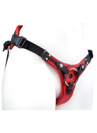 Красно-черный женский пояс с 2 способами крепления насадок и вагинальной пробкой - LOVETOY (А-Полимер) - купить с доставкой в Пушкино