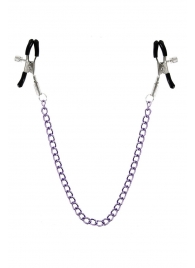 Зажимы для сосков с фиолетовой цепочкой Sweet Caress Nipple Chain - Sweet Caress - купить с доставкой в Пушкино