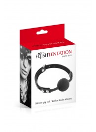 Черный силиконовый кляп-шарик на ремешках - Fetish Tentation - купить с доставкой в Пушкино