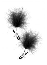 Зажимы на соски с черными пуховыми кисточками Sweet Caress Feather Nipple Clumps - Sweet Caress - купить с доставкой в Пушкино