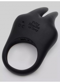 Черное эрекционное виброкольцо Sensation Rechargeable Vibrating Rabbit Love Ring - Fifty Shades of Grey - в Пушкино купить с доставкой
