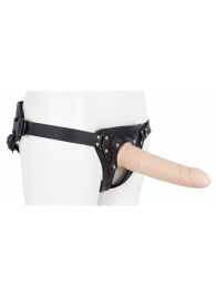 Пустотелый страпон Harness CLASSIC с бандажом - 19,5 см. - LOVETOY (А-Полимер) - купить с доставкой в Пушкино