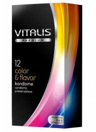 Цветные ароматизированные презервативы VITALIS PREMIUM color   flavor - 12 шт. - Vitalis - купить с доставкой в Пушкино
