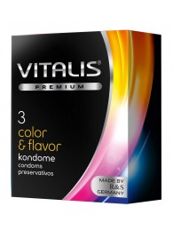 Цветные ароматизированные презервативы VITALIS PREMIUM color   flavor - 3 шт. - Vitalis - купить с доставкой в Пушкино