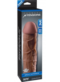 Коричневая насадка Mega 2  Extension - 20,3 см. - Pipedream - в Пушкино купить с доставкой