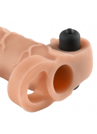 Телесная вибронасадка с кольцом Vibrating Real Feel 2 Extension - 16 см. - Pipedream - в Пушкино купить с доставкой