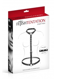 Черная упряжь на тело с шипами на ошейнике - Fetish Tentation - купить с доставкой в Пушкино