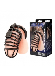 Черная металлическая клетка с замком Deluxe Chastity Cage - BlueLine - купить с доставкой в Пушкино