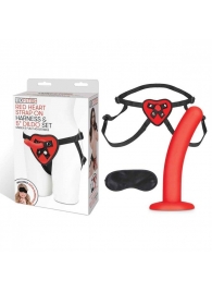 Красный поясной фаллоимитатор Red Heart Strap on Harness   5in Dildo Set - 12,25 см. - Lux Fetish - купить с доставкой в Пушкино