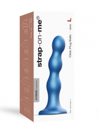 Голубая насадка Strap-On-Me Dildo Plug Balls size L - Strap-on-me - купить с доставкой в Пушкино
