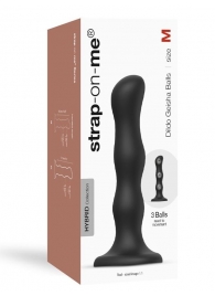 Черная насадка Strap-On-Me Dildo Geisha Balls size M - Strap-on-me - купить с доставкой в Пушкино