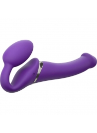 Фиолетовый безремневой вибрострапон Vibrating Bendable Strap-On - size L - Strap-on-me - купить с доставкой в Пушкино