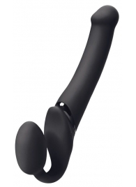 Черный безремневой вибрострапон Silicone Bendable Strap-On - size XL - Strap-on-me - купить с доставкой в Пушкино