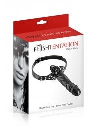 Черный кляп-фаллоимитатор Double Penis Gag - Fetish Tentation - купить с доставкой в Пушкино