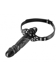 Черный кляп-фаллоимитатор Double Penis Gag - Fetish Tentation - купить с доставкой в Пушкино