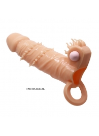 Телесная удлиняющая вибронасадка Penis Sleeve Connor - 17 см. - Baile - в Пушкино купить с доставкой