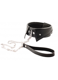 Черный ошейник-воротничок с металлическим поводком - Crazy Handmade - купить с доставкой в Пушкино