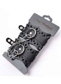 Ажурные наручники из черной кожи - Crazy Handmade - купить с доставкой в Пушкино