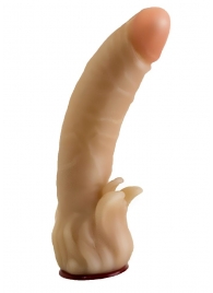 Телесная гелевая насадка-фаллос с клиторальными лепестками - 18,5 см. - LOVETOY (А-Полимер) - купить с доставкой в Пушкино