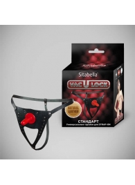 Черные кожаные универсальные трусики со штырьком для насадок и вырезом - Sitabella - купить с доставкой в Пушкино