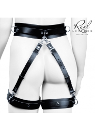 Черный кожаный пояс с гартерами - S-M - Notabu - купить с доставкой в Пушкино