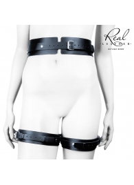 Черный кожаный пояс с гартерами - S-M - Notabu - купить с доставкой в Пушкино