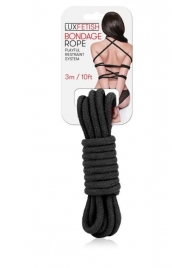 Черная хлопковая веревка для связывания - 3 м. - Lux Fetish - купить с доставкой в Пушкино