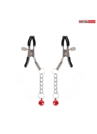 Серебристые зажимы на соски с шариками на цепочках - Notabu - купить с доставкой в Пушкино